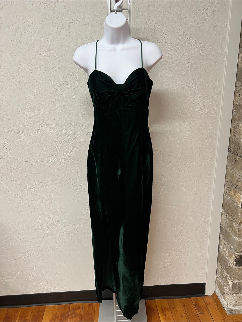 VTG 90s Jessica McClintock Gunne Sax Emerald Green Velvet Maxi Dress Size 5/6